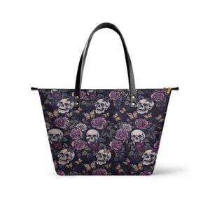 Skullette Noctaflora Leather Tote Bag